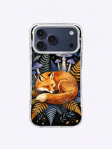 Moonlit Fern Refuge amber fox art iPhone case