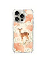 Apricot Ginkgo Fawn: A front-facing fawn stands inside an arch of apricot ginkgo leaves.