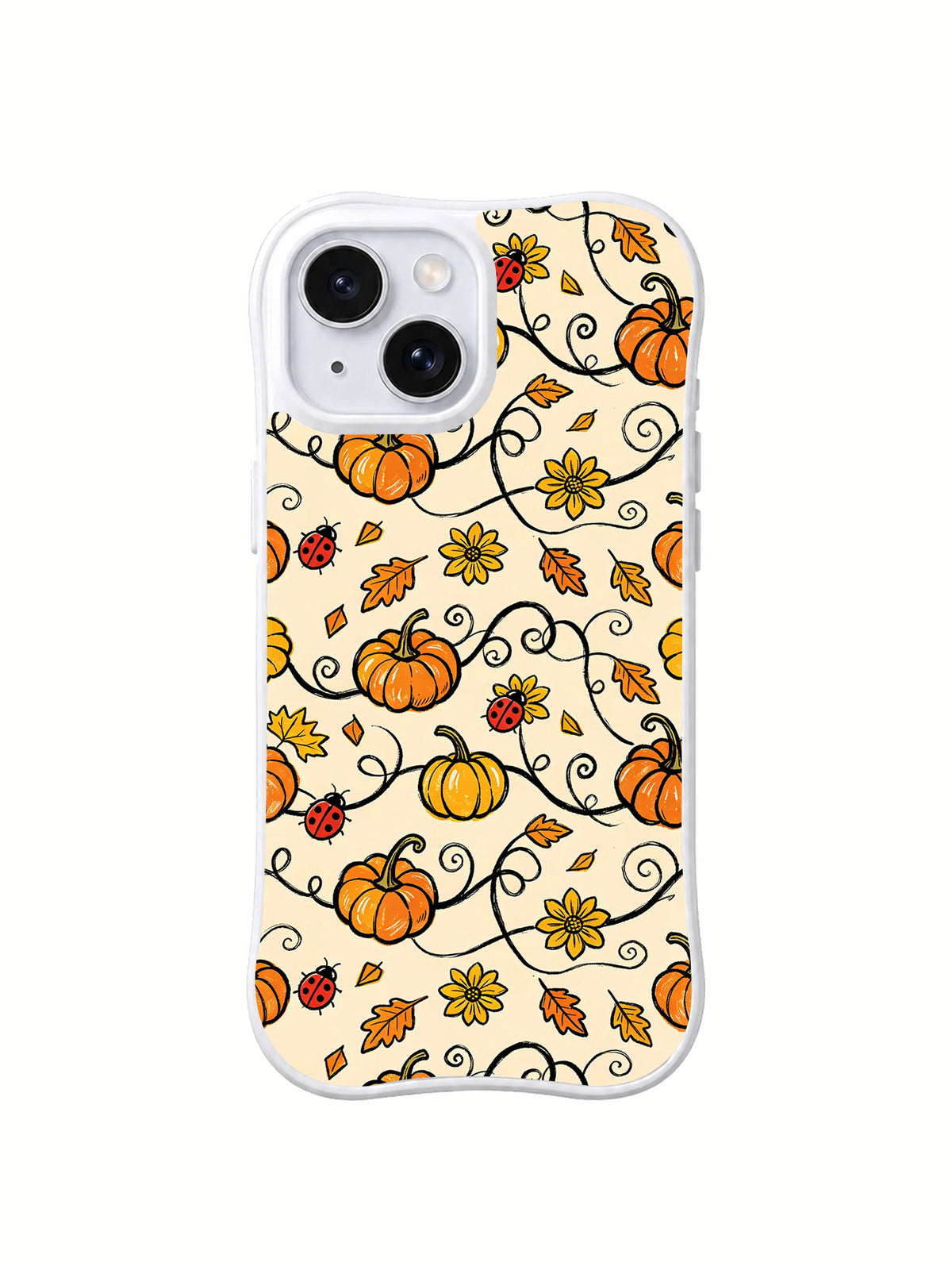 Product or handheld view of the Apricot Pumpkin Ladybug Vines case
