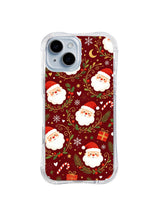 Holly Vine Wishes burgundy floral Santa iPhone 14 Plus case artwork