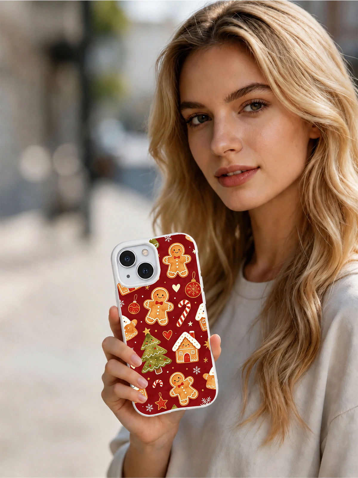Gingerbread Village Celebration holiday phone case alternate view