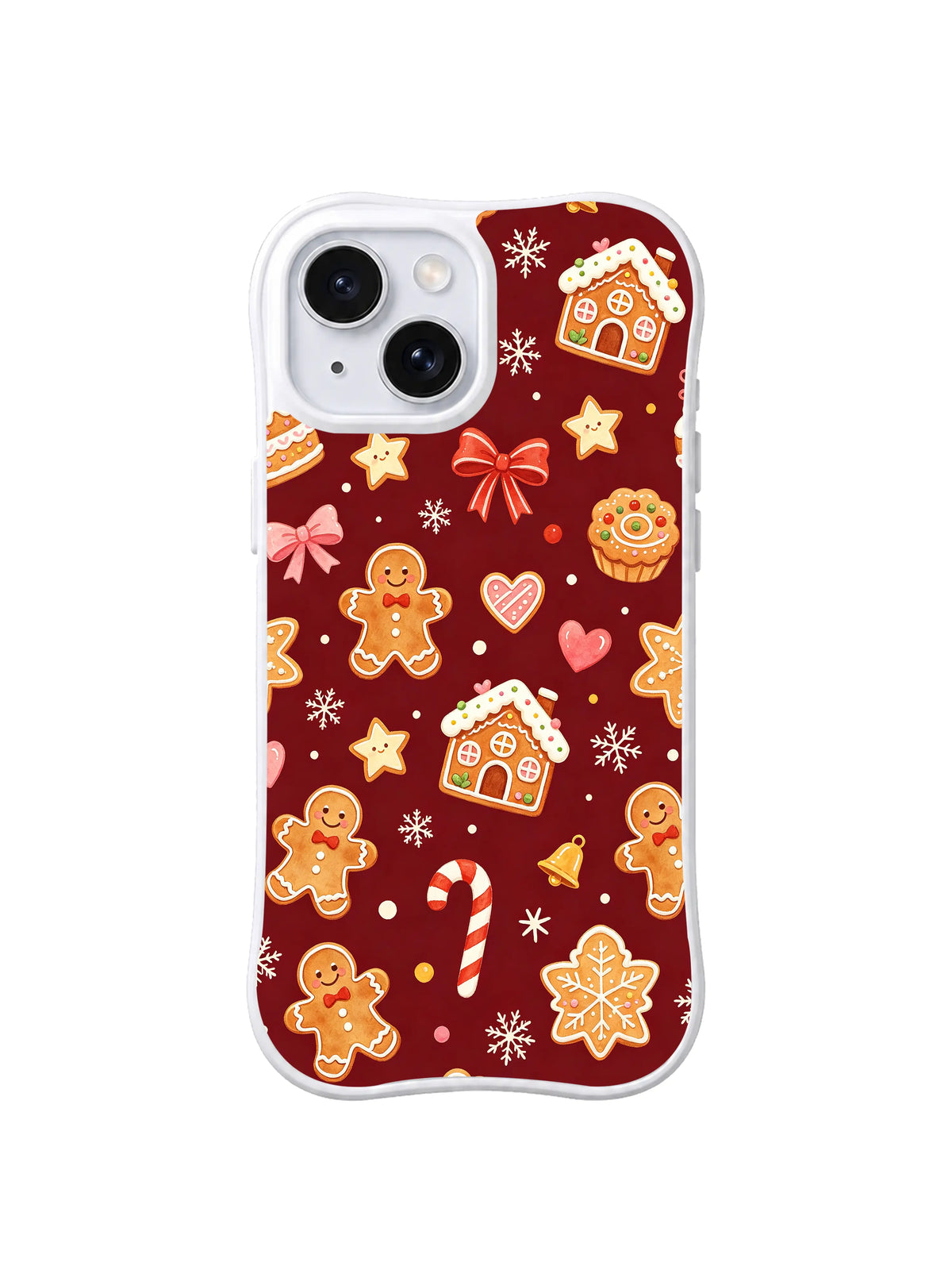 Merry Cookie Snowfall gingerbread iPhone 14 Plus case artwork