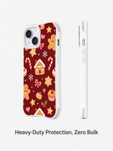 Burgundy holiday baking phone case angled view