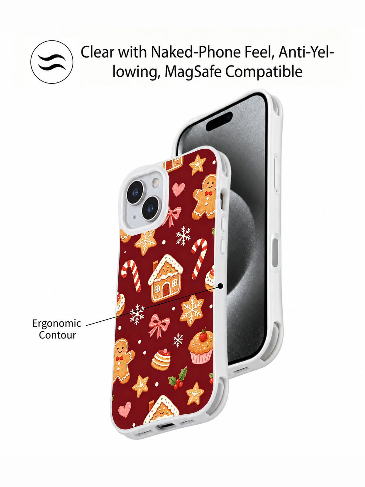 Pink bow and cookie iPhone 14 Plus case detail