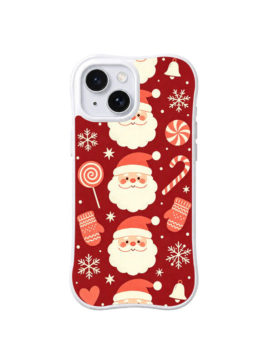 Peppermint Mitten Santa iPhone 14 Plus case artwork