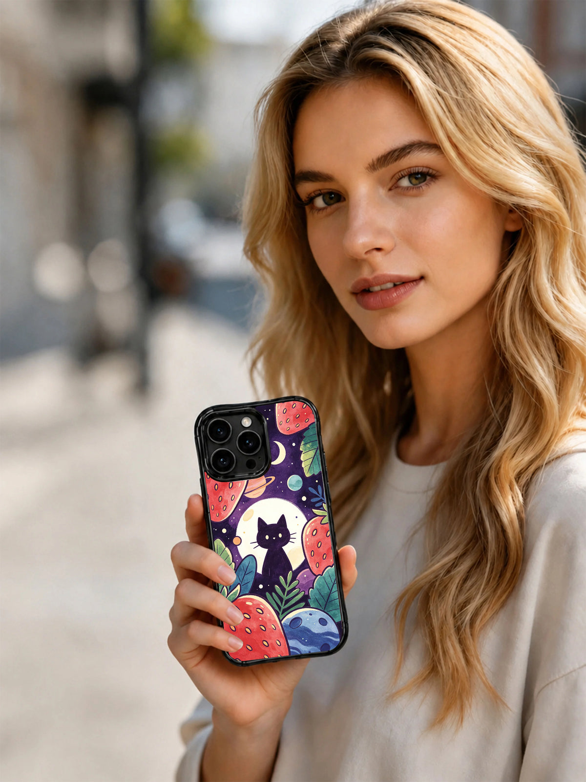 Product or handheld view of the Cosmic Strawberry Cats case
