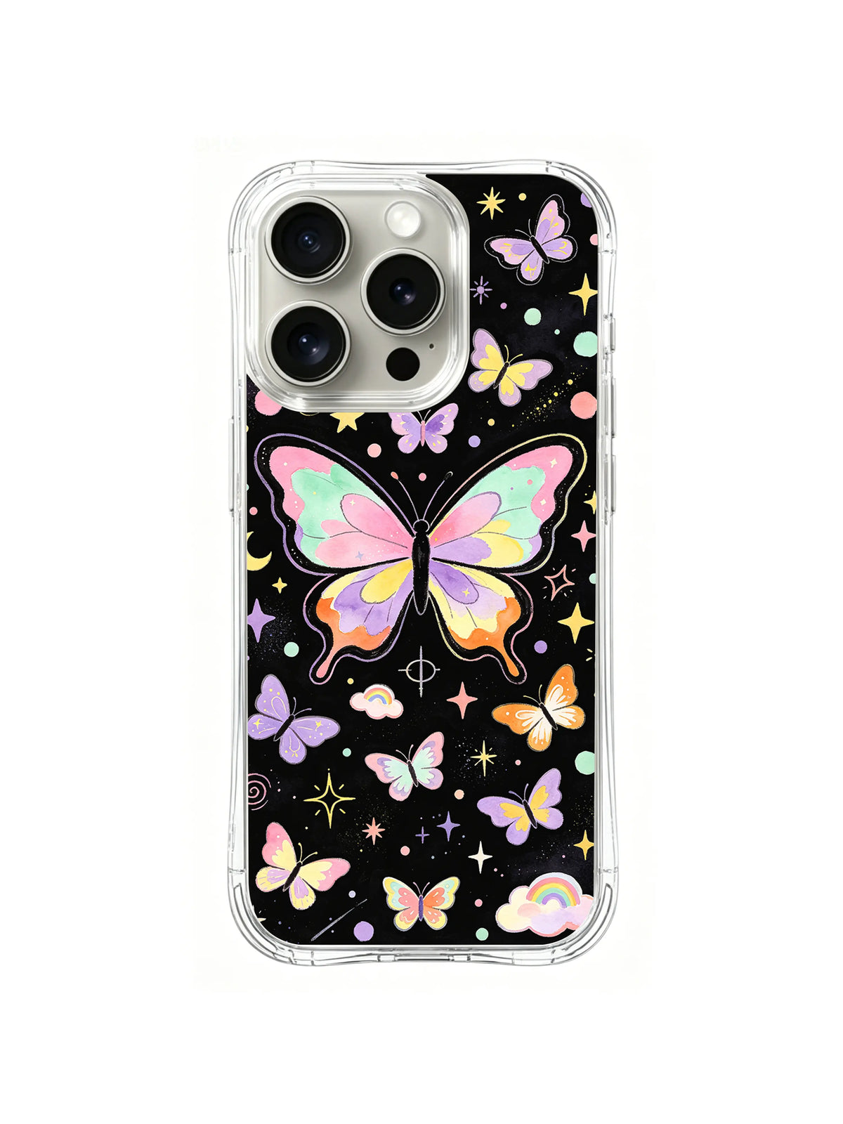Rainbow Wing Star Garden: A large rainbow-winged butterfly is surrounded by smaller butterflies and stars.