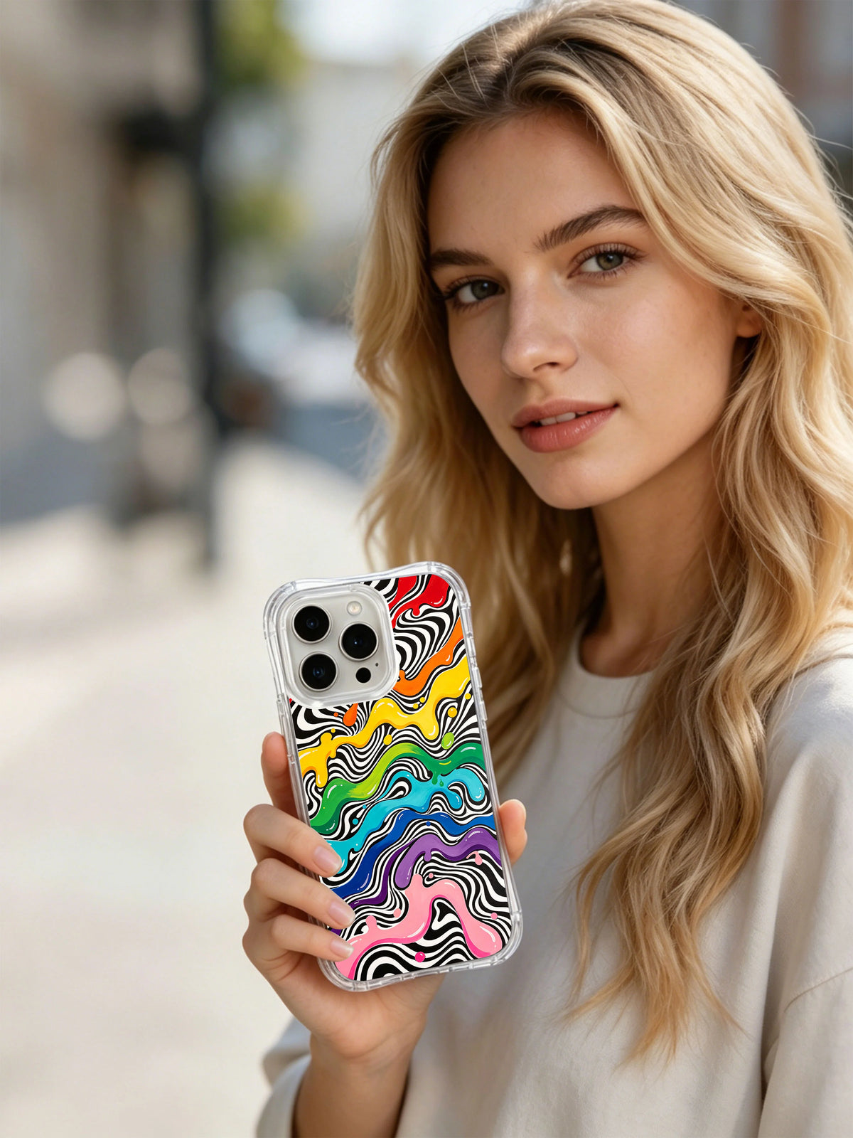 Product or handheld view of the Rainbow Melt Reverie case