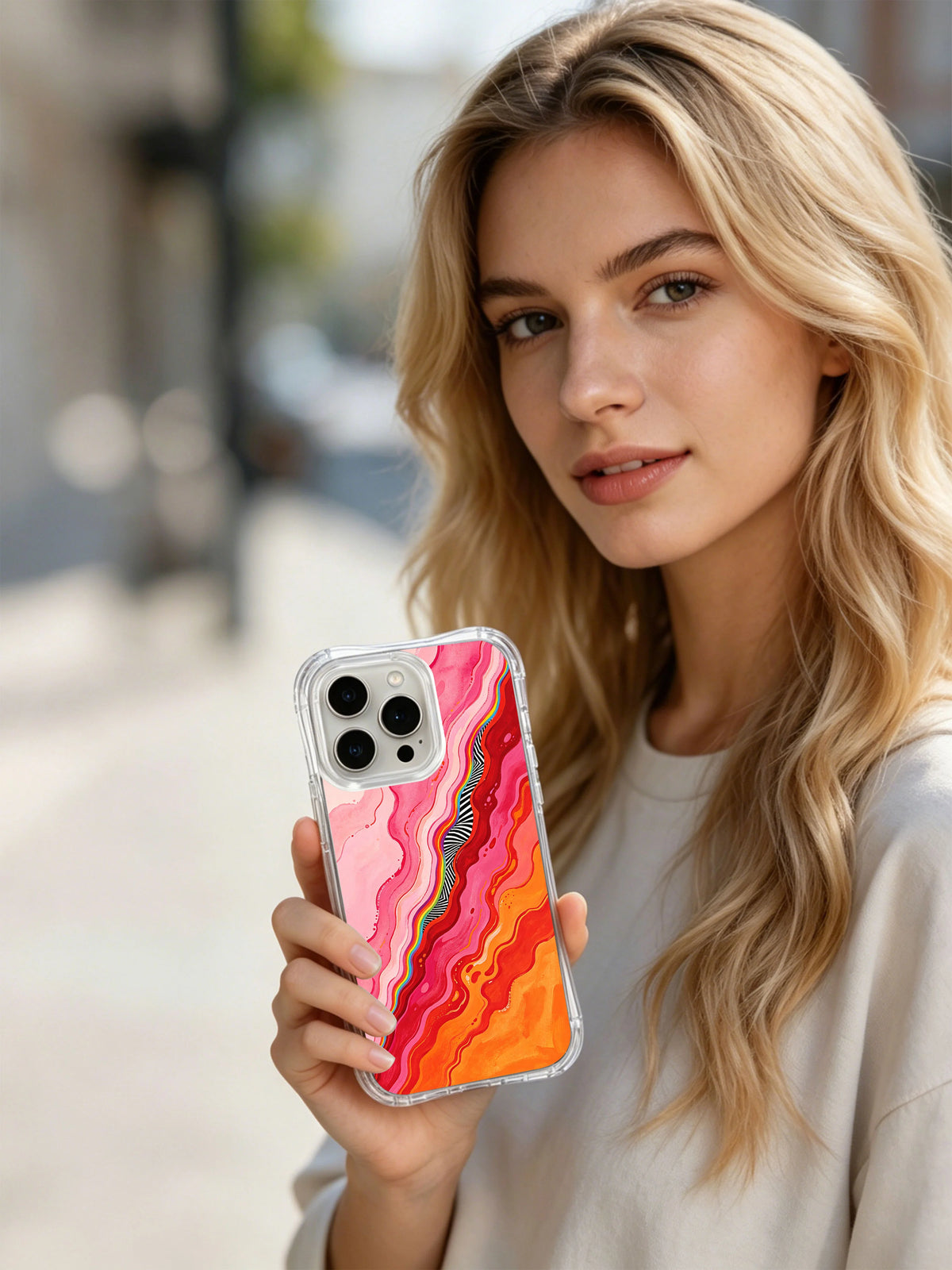Product or handheld view of the Blush Lava Daydream case