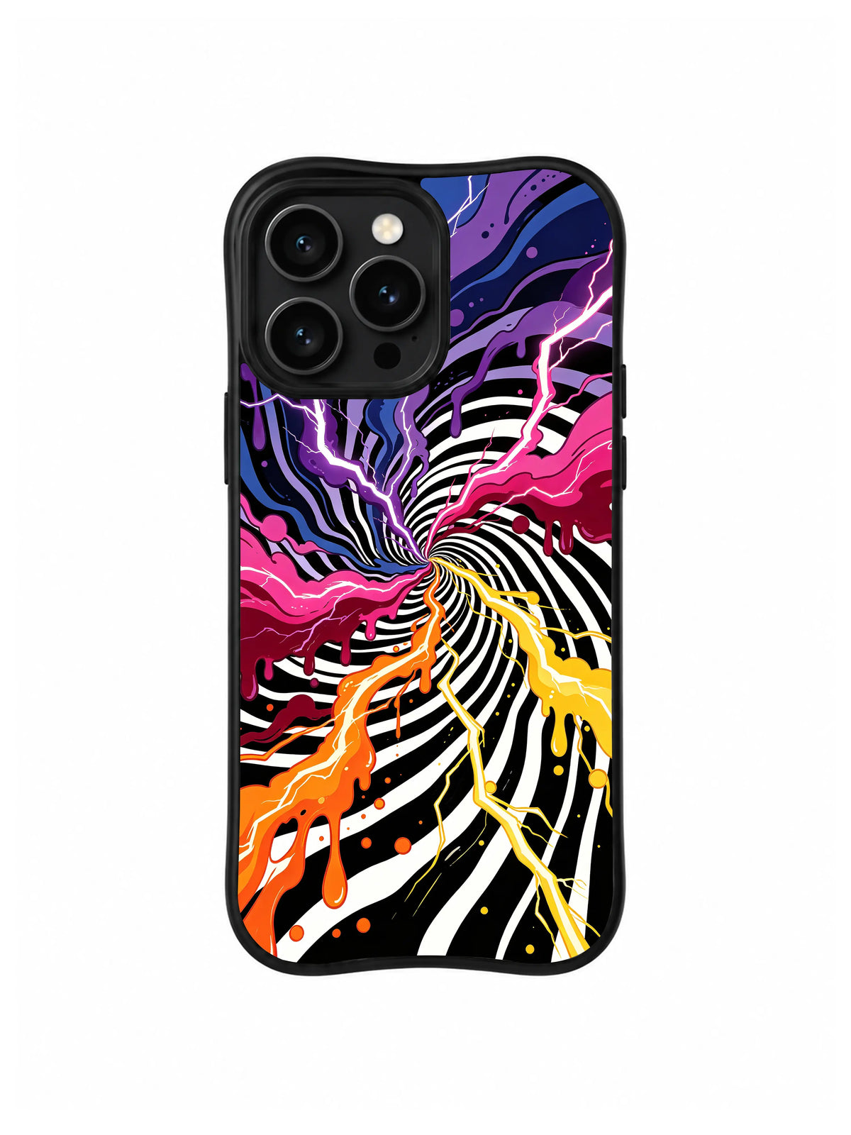 Chromatic Storm Portal: Mor, pembe, turuncu ve beyaz akışlar koyu merkez girdabından dışarı yayılır.