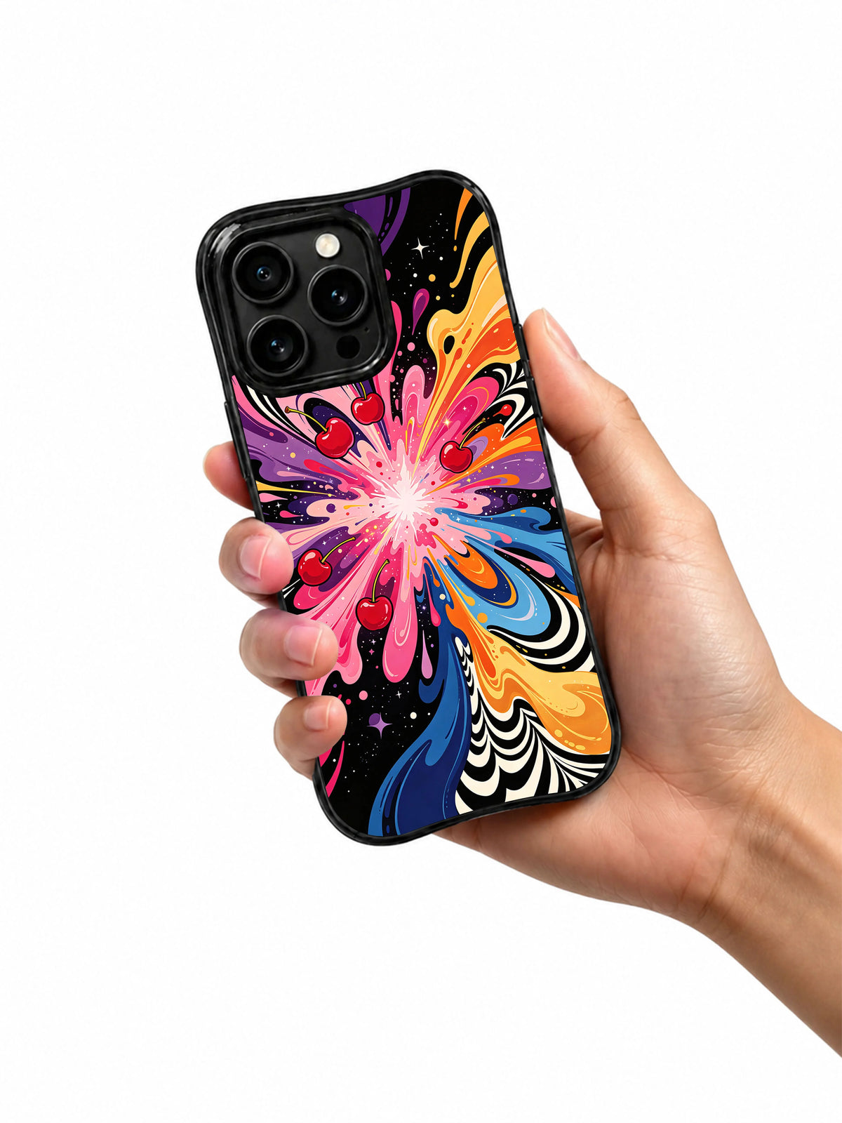 Product or handheld view of the Cherry Moon Spiral case