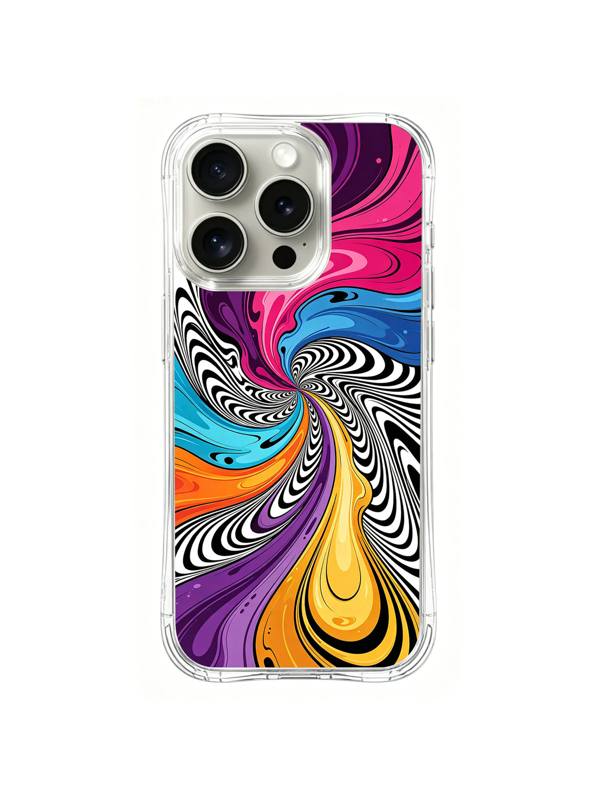 Berry Optical Vortex: Magenta, cyan, orange, yellow and purple currents form a pinwheel with black-and-white waves.