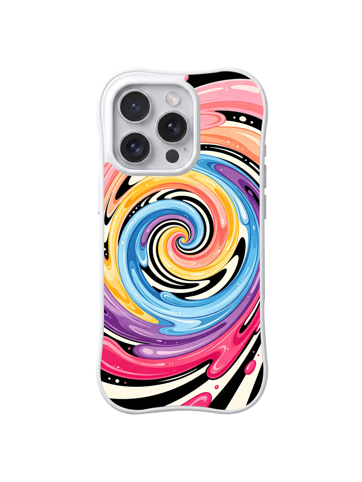 Candy Galaxy Spiral: Pink, blue, yellow, orange and purple bands form a central spiral.