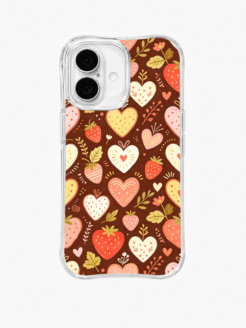 Strawberry Heart Picnic iPhone 16 Plus Case – Cottagecore Art