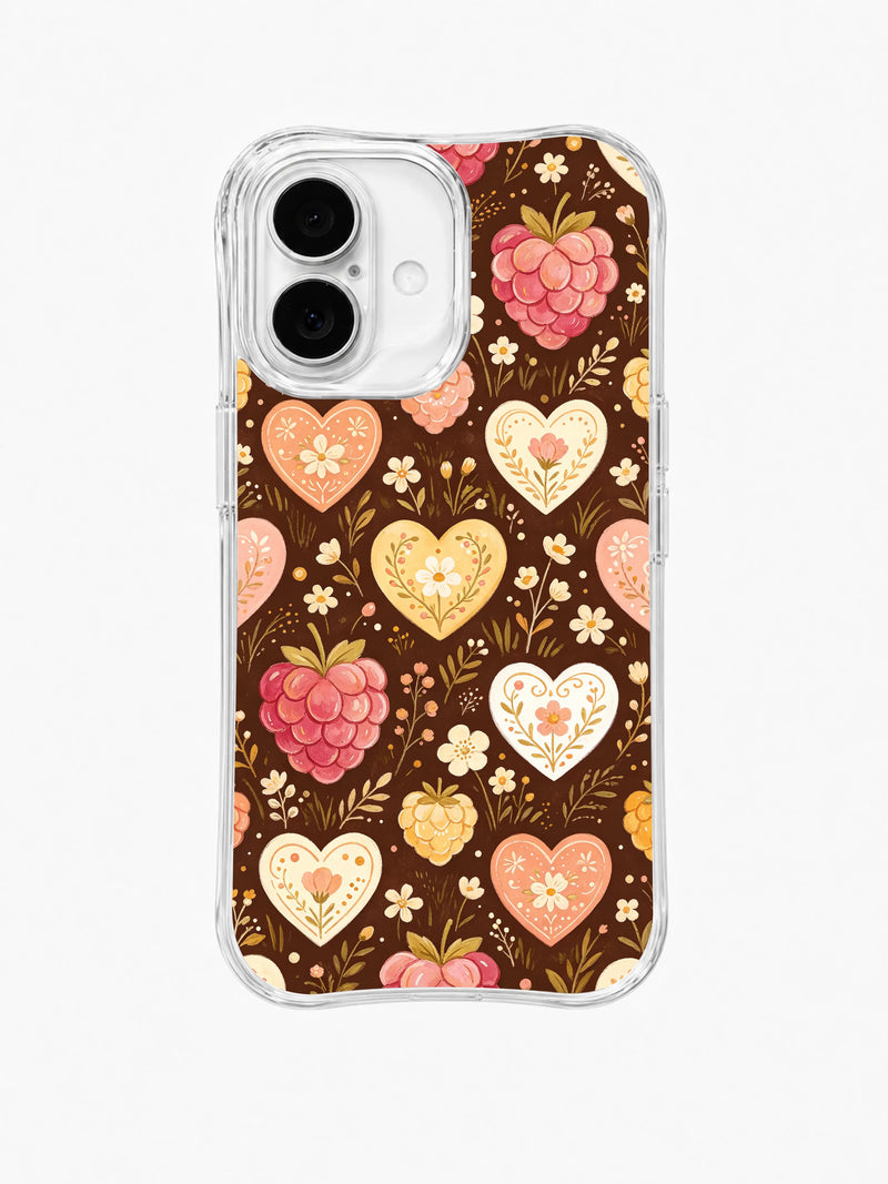 Raspberry Heart Meadow iPhone 16 Plus Case – Cottagecore Art