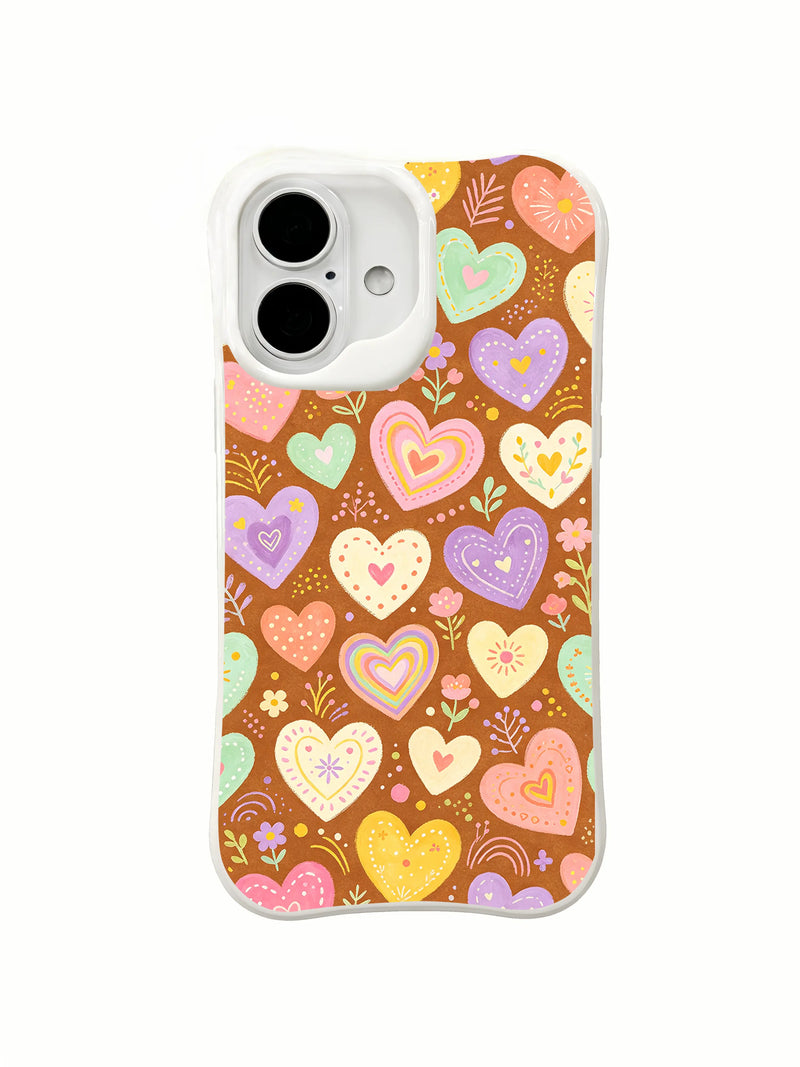 Rainbow Candy Heart Garden iPhone 16 Plus Case – Cottagecore Art