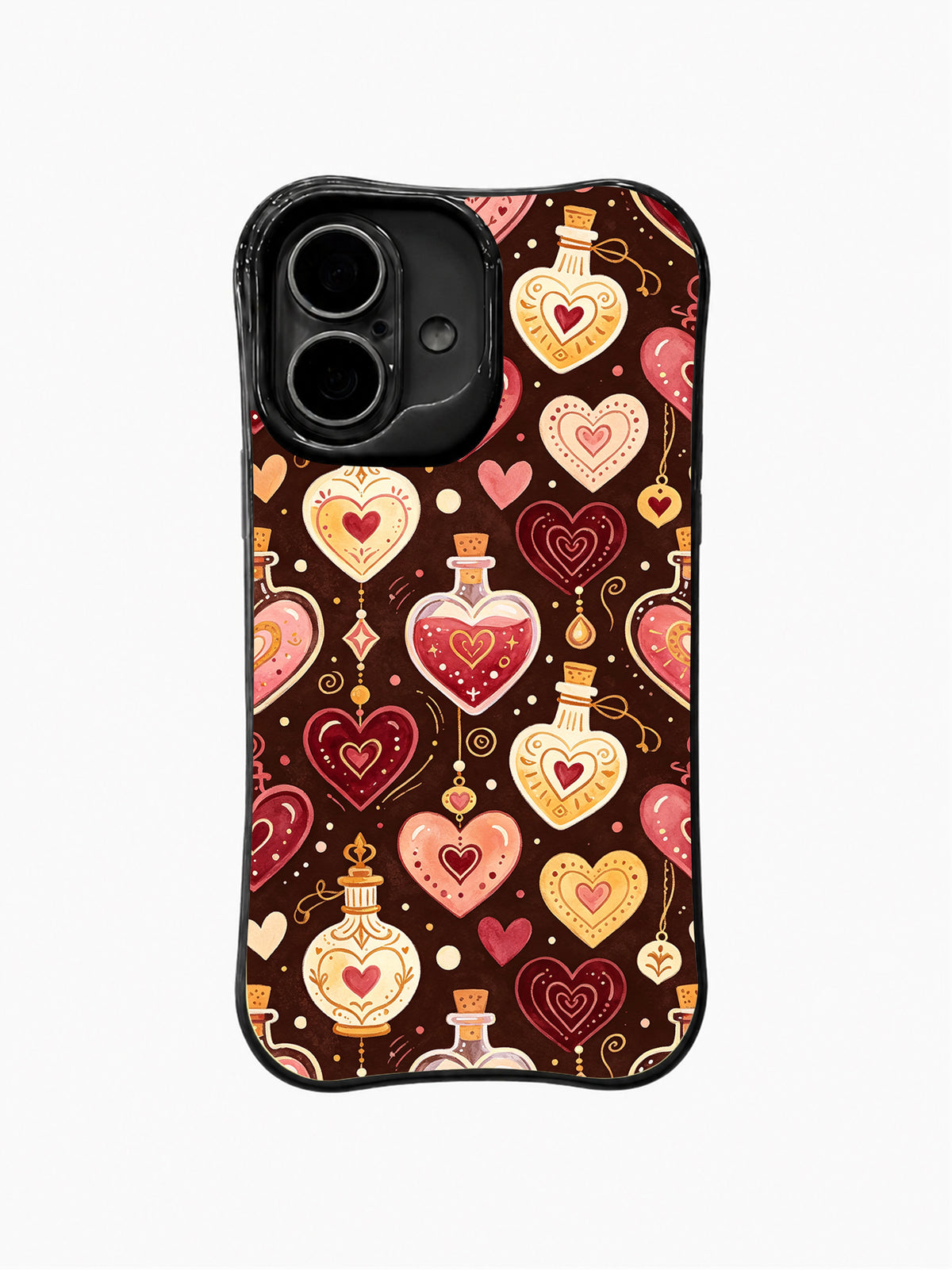 Product or handheld view of the Love Potion Heart Bottles case