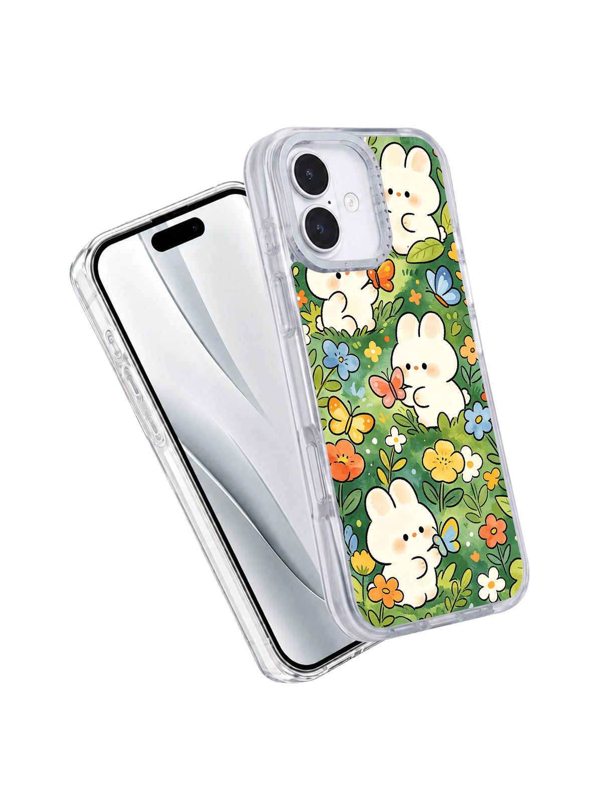 Product or handheld view of the Butterfly Bunny Forest case