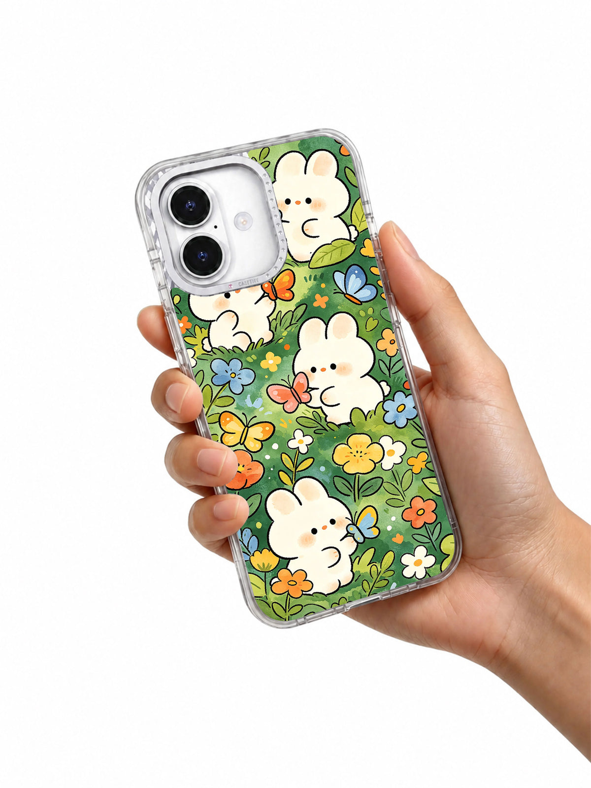 Product or handheld view of the Butterfly Bunny Forest case