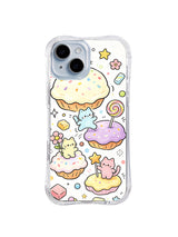 Donut Parade Cats: Cats sit on iced doughnuts among lollipops, flowers and candy pieces.