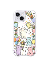 Confetti Garden Cat Dance: Dans eden pastel kediler balonlar, yıldızlar ve konfetilerle çiçek bahçesini doldurur.
