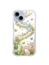 Butterfly Vine Trail: Cats follow curling flower vines and butterflies across a light garden field.