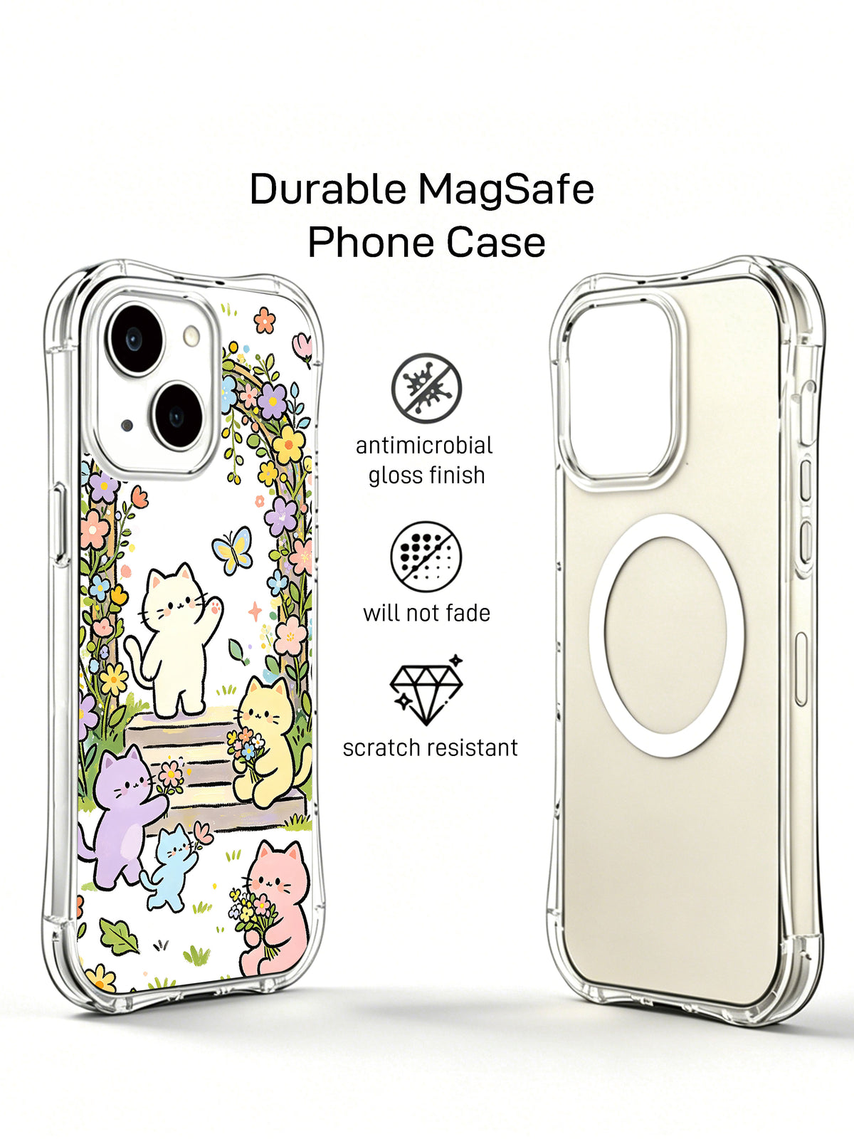 Front and rear graphic with unsupported MagSafe and surface-performance claims