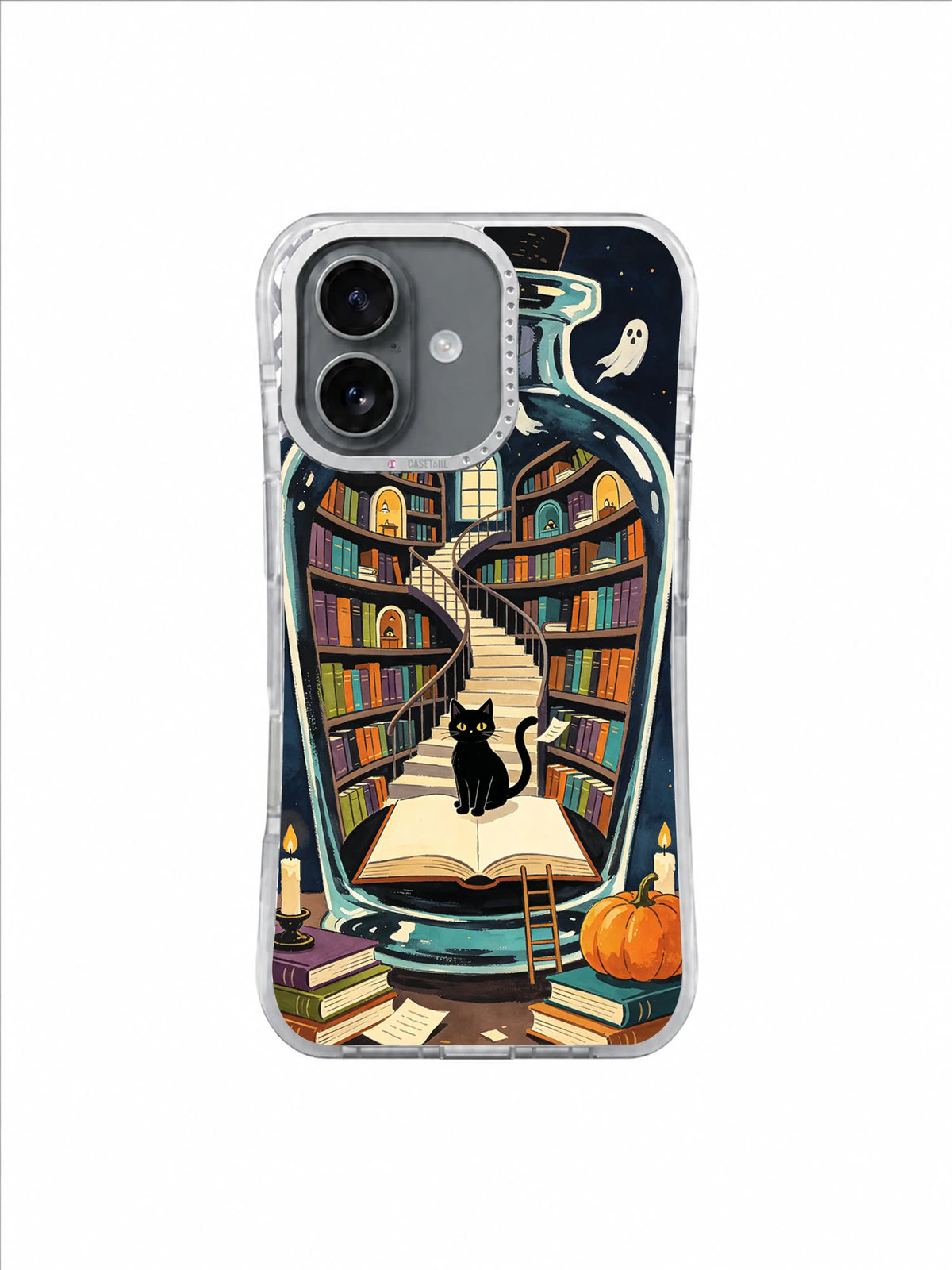 Chartreuse Library Stair black cat iPhone case artwork