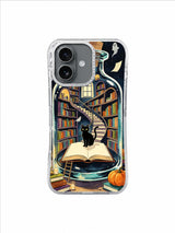 Pumpkin Candle Library black cat iPhone case artwork