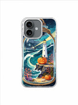 Seafoam Lighthouse Path coastal Halloween iPhone case artwork