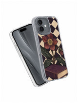 A Flower Between the Pages iPhone 17 Case angled clear shell view