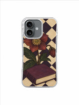 A Flower Between the Pages Plum Cover Flower artwork iPhone 17 Case
