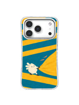 Cute diamond-shaped wind traveler with saffron and deep turquoise diagonal bands
