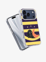 Angled front and back view of The Moon's Day Off iPhone 17 Pro case