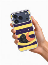 Hand holding The Moon's Day Off celestial iPhone 17 Pro case