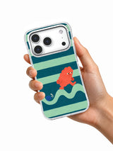 Hand holding the Sea Glass Shortcut coastal iPhone 17 Pro case