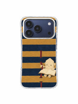 Aesthetic gouache book phone case in antique gold, deep indigo and burgundy