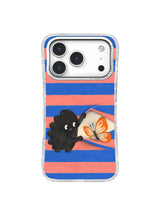 Butterfly Between Lines iPhone 17 Pro case with a diamond stripe window