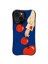 Tessa Quill folk apple phone case pattern with a missing coat button story