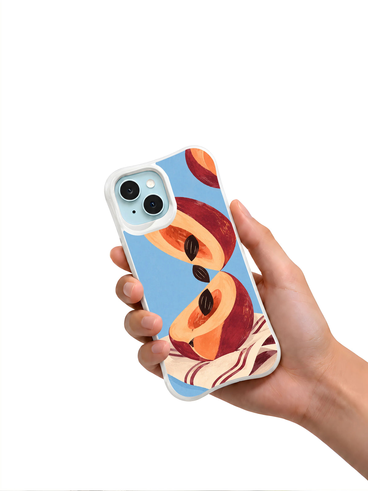 The Peach Hourglass iPhone 13 Case in hand
