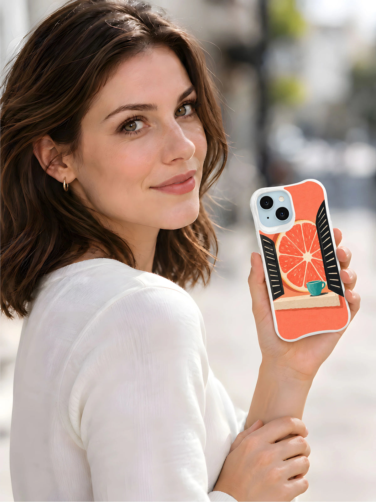 The Grapefruit Window iPhone 13 Case lifestyle view