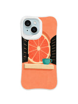 The Grapefruit Window iPhone case pattern 2, turquoise cup on cream sill