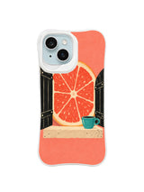 The Grapefruit Window iPhone case pattern 3, segmented citrus morning light
