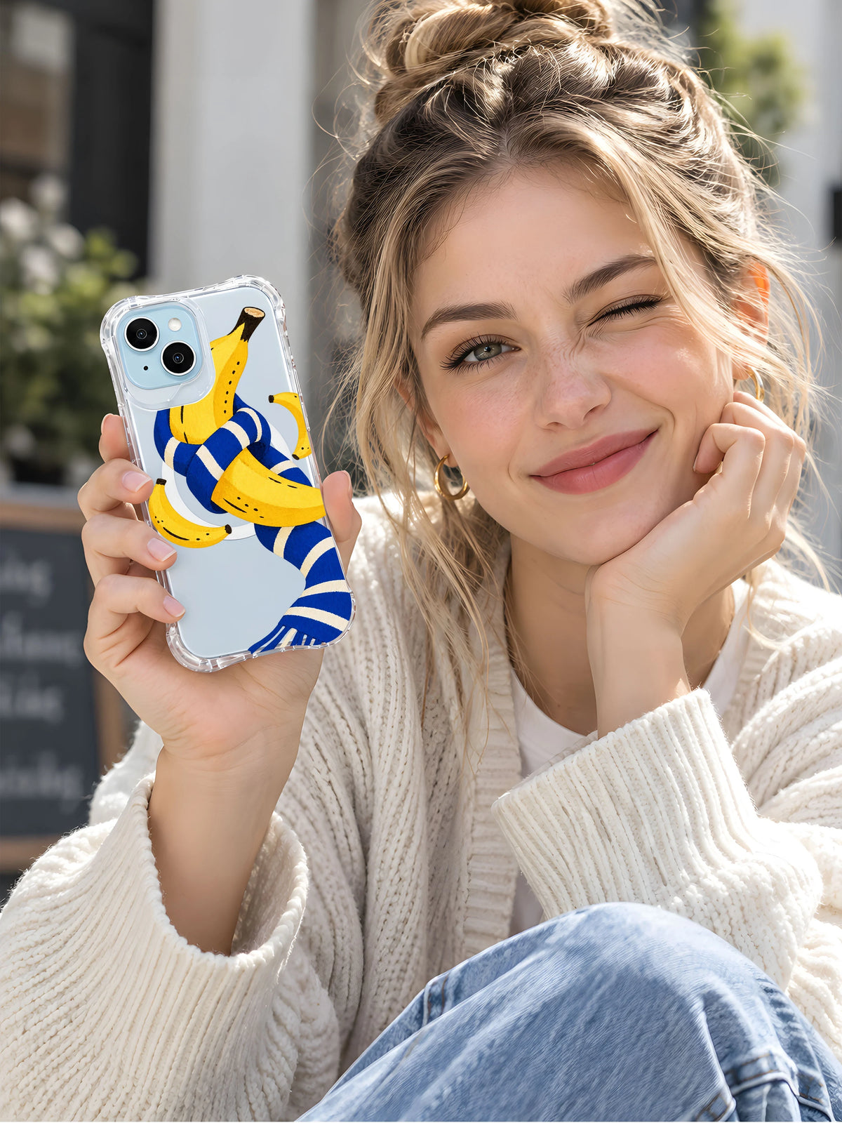 The Banana Scarf Knot iPhone 13 Case lifestyle view
