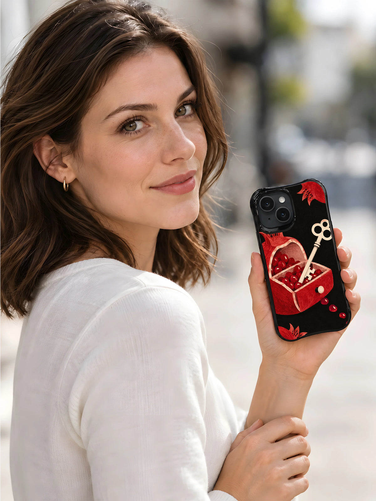 The Pomegranate Key Drawer iPhone 13 Case lifestyle view