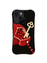 The Pomegranate Key Drawer iPhone case pattern 4, diagonal ivory key on black