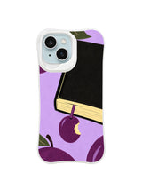 The Plum Moon Bookmark iPhone case pattern 4 with cream pages and oversized plum
