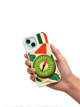 The Kiwi Compass Table iPhone 13 case in hand
