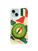 The Kiwi Compass Table iPhone case pattern 1 with kiwi compass and folded map