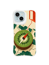 The Kiwi Compass Table iPhone case pattern 3 with emerald kiwi and cream map
